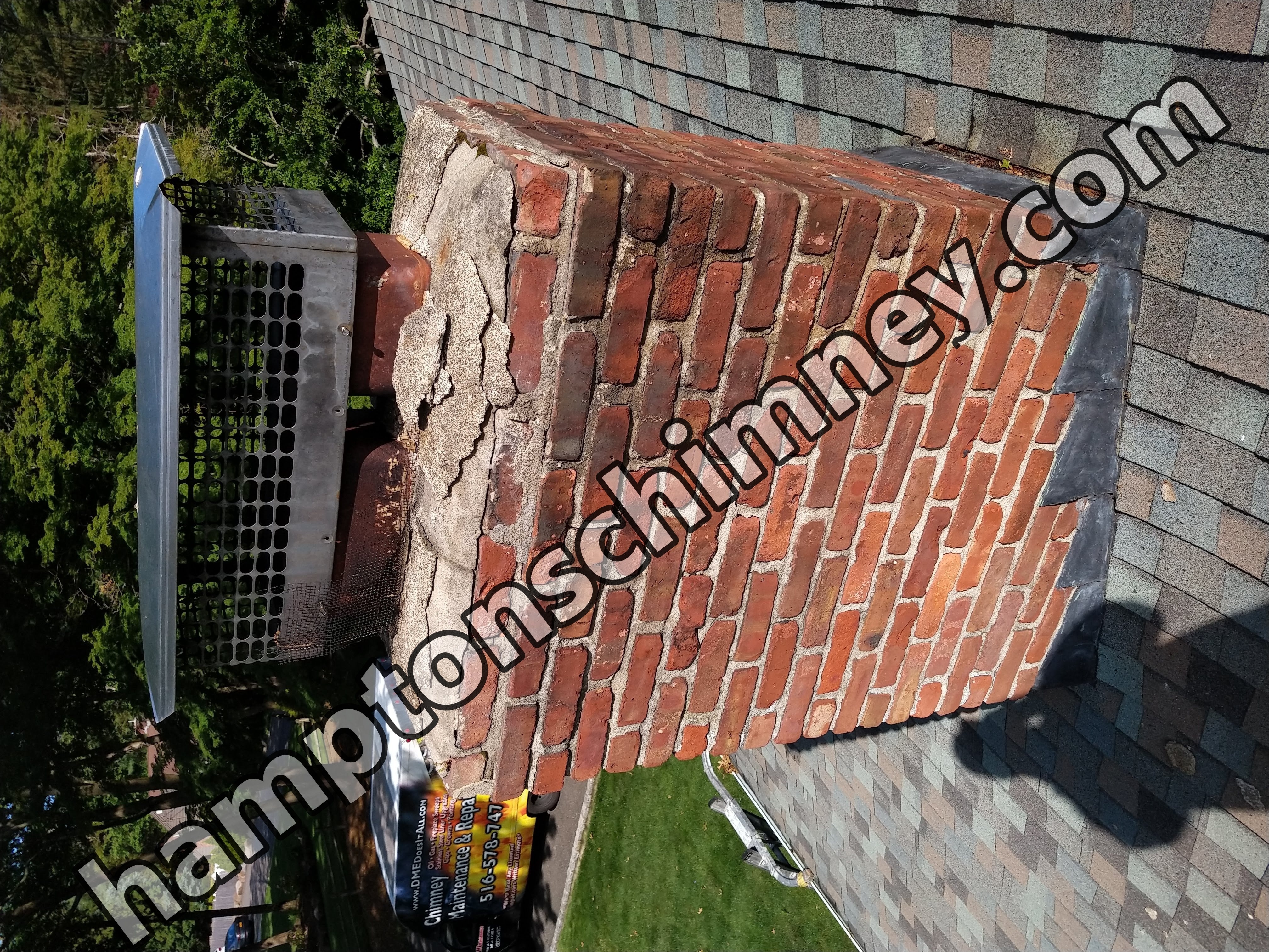 Before and after chimney pointing and tuckpointing in The Hamptons, NY